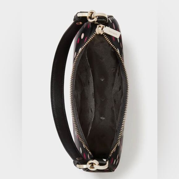 Kate Spade Staci Black Crossbody Bag Purse with Pink and White Polka Dots - Picture 4 of 10